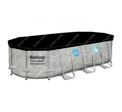 56716 Каркасный бассейн Bestway Power Steel Delux — Камень (овал) 5,49х2,74х1,22м+фильтр-насос картр. 5678 л/ч